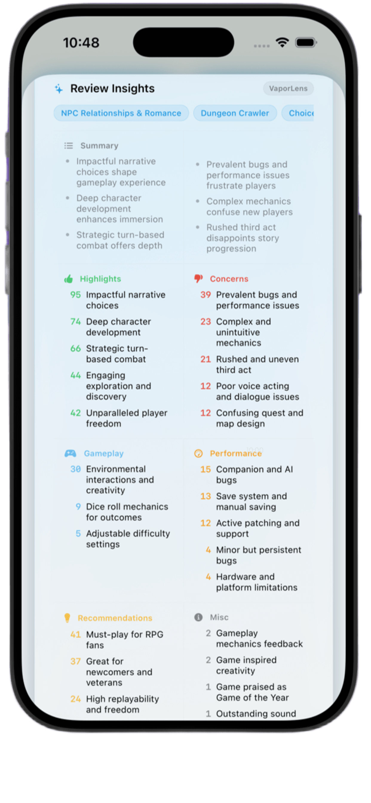 ReviewPulse summary view.